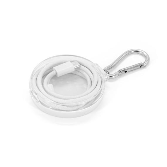 JEMISON. Kabel USB-C na USB-C s opleteným kabelem (60 W), vyrobený z ABS, nerezové oceli, hliníku a polyesteru