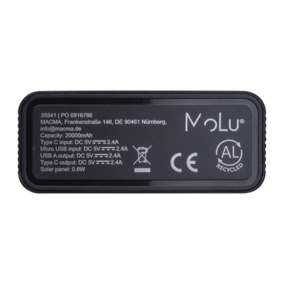 MoLu solární powerbanka Tallahassee 20.000 mAh