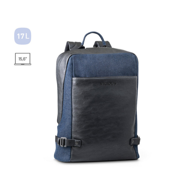 DIVERGENT BACKPACK I. Batoh na notebook do velikosti 15.6'' z džínoviny a PU
