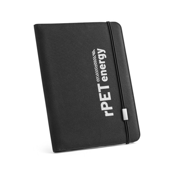 EMERGE FOLDER II. Složka A4 z materiálu recyklovaného polyesteru (100% rPET) 300D s elastickým uzávěrem