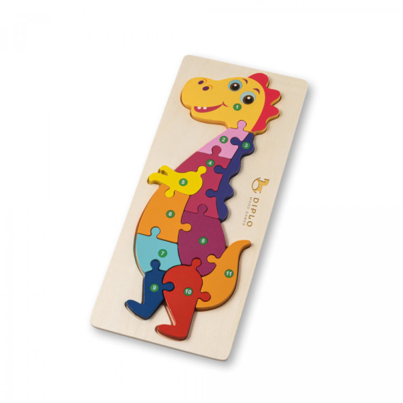 DIPLODOCO. Dřevěné puzzle s dinosaury