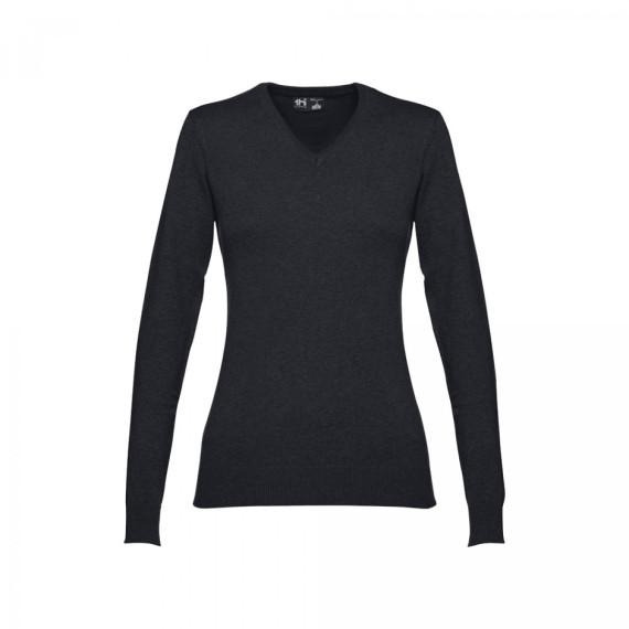 THC MILAN WOMEN. Dámský svetr s výstřihem do V z bavlny a polyamidu
