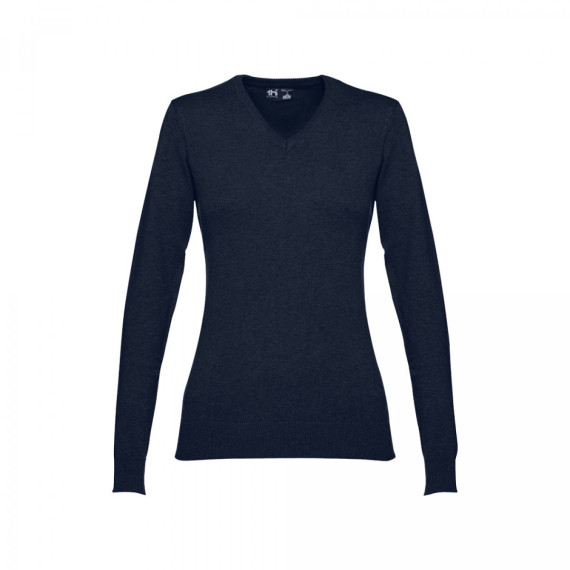 THC MILAN WOMEN. Dámský svetr s výstřihem do V z bavlny a polyamidu