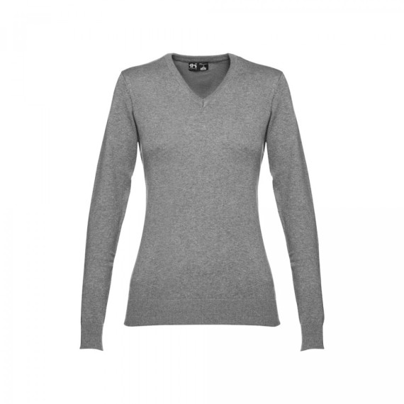 THC MILAN WOMEN. Dámský svetr s výstřihem do V z bavlny a polyamidu