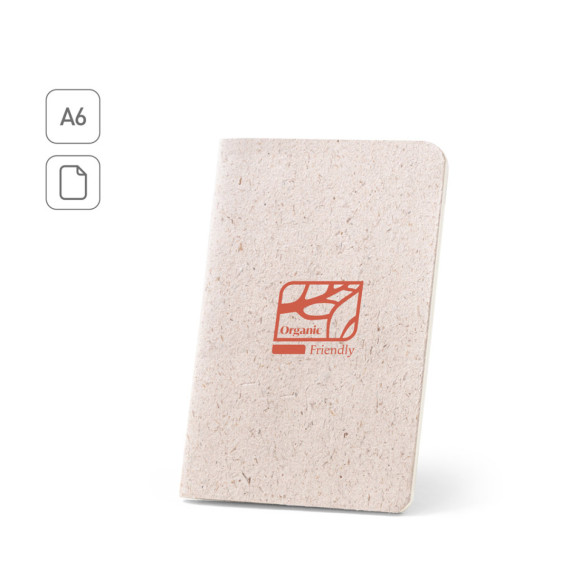 ORGANIC SOFT. Poznámkový blok formátu A6 s pružným krytem vyrobeným z organické sloní hmoty (80%)