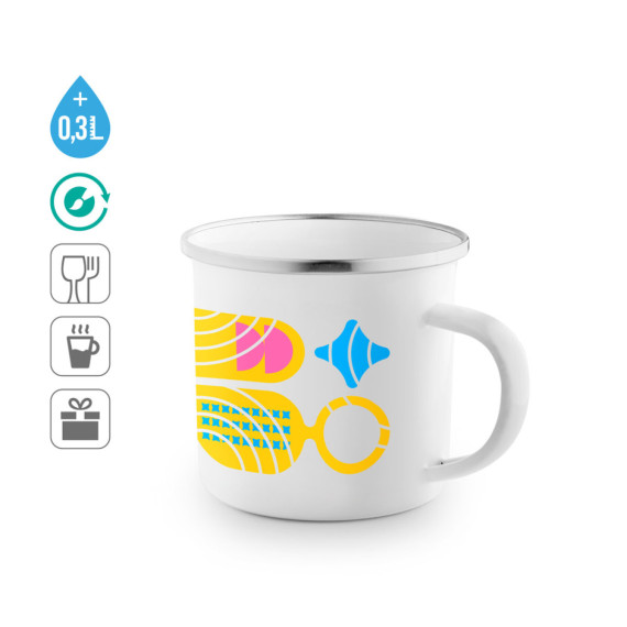 GOTZE SUB. Smaltovaný hrnek s pro sublimaci 350 ml