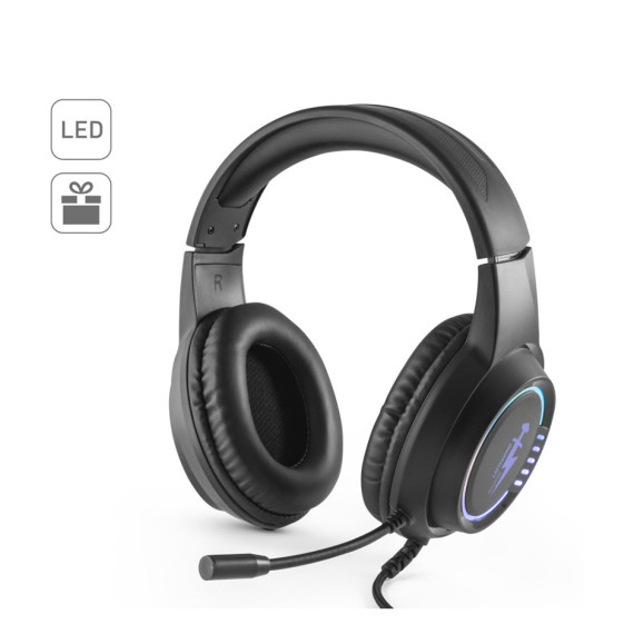 Thorne Headset RGB. ABS herní sluchátka s kabelem, mikrofonem a RGB LED světly