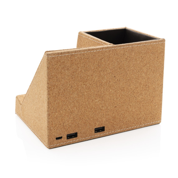 Korkový stojánek na pera s bezdrátovou nabíječkou 5W