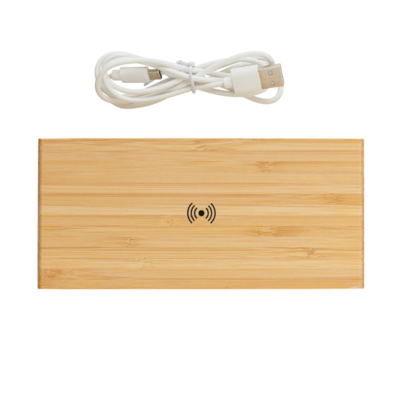 Bambusové digitální hodiny s bezdrátovou nabíječkou 5W