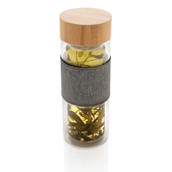 Dvoustěnná skleněná láhev s bambusovým uzávěrem Impact