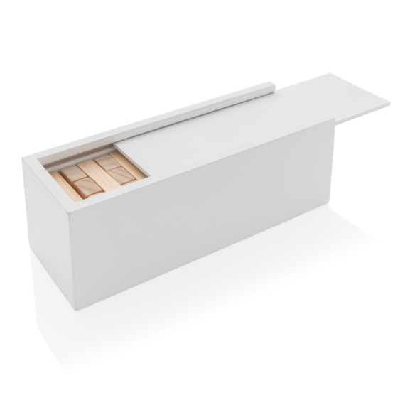 Skládací věž z dřevěných kvádrů v krabičce