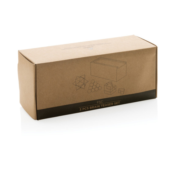 Dřevěná sada hlavolamů 3ks