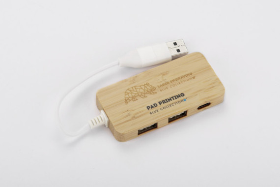 Bambusový rozbočovač USB HUB s vyměnitelnou zástrčkou - RIVO