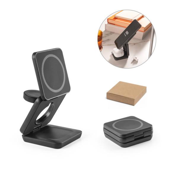 BROGLIE. Super rychlá 15W magnetická bezdrátová nabíječka 4v1 ve recyklovaného ABS (100% rABS)