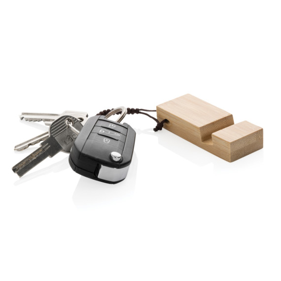 Bambusová klíčenka se stojánkem na telefon