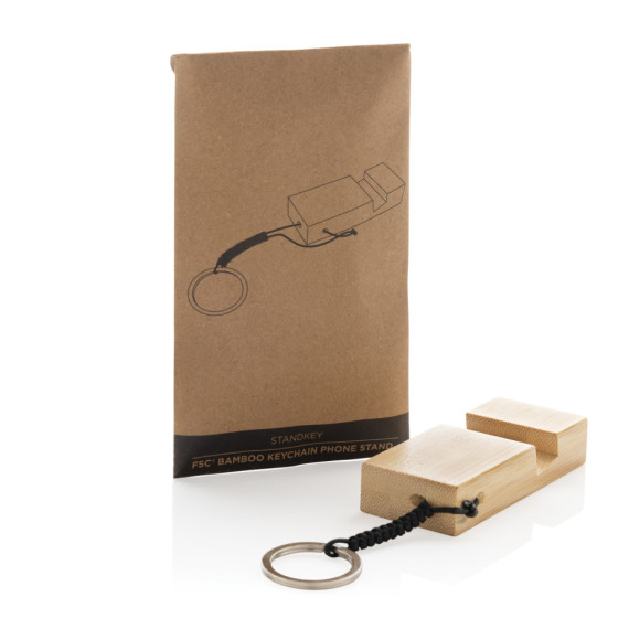 Bambusová klíčenka se stojánkem na telefon