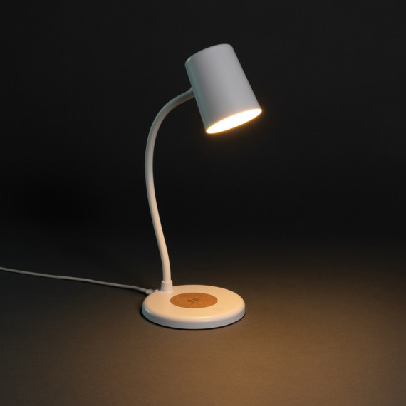 Stolní lampa Zenara s 15W bezdr. nabíjením z RCS plastu