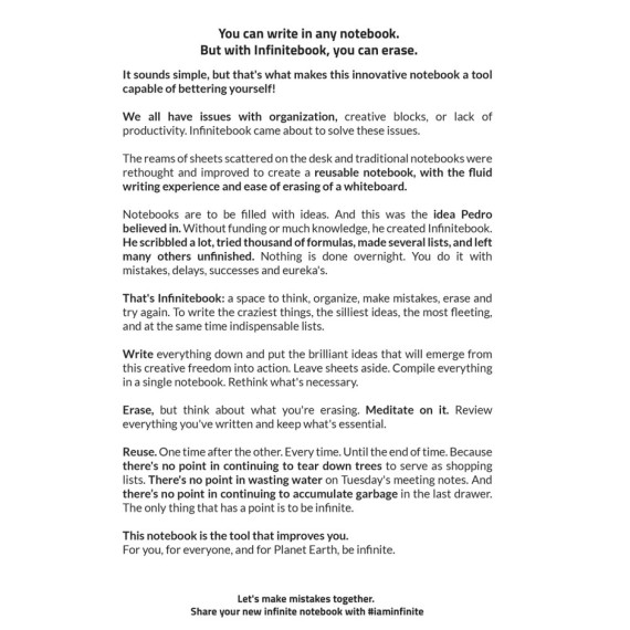 INFINITEBOOK LINED A5. Nekonečná kniha s flexibilním obalem a 15 linkovanými tabulovými stránkami