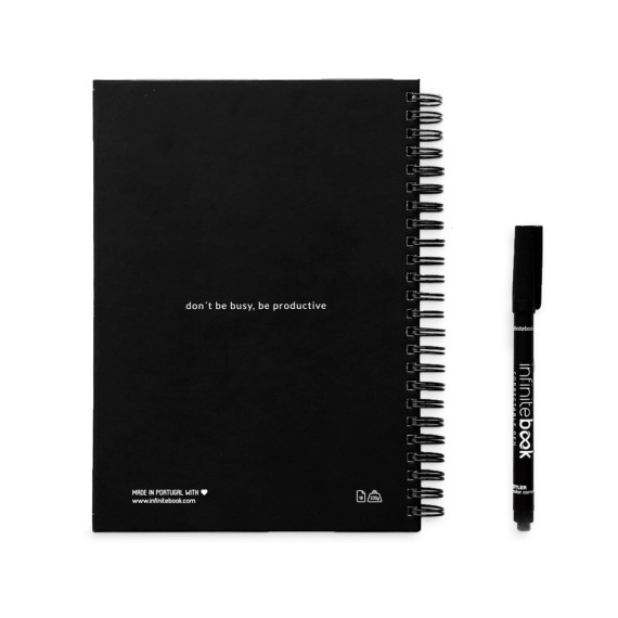 STARTER KIT INFINITE PLANNER A5. Sada obsahuje "nekonečný deník", čistící sadu, fix a držák na popisovače