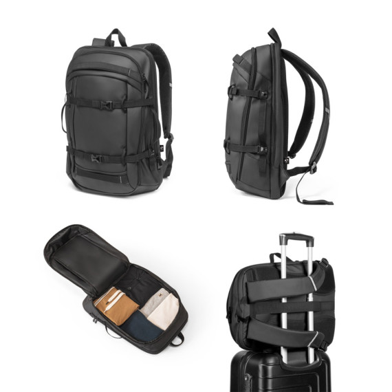 KAMPALA. Batoh na notebook z recyklovaného polyesteru s vysokou hustotou 900D, voděodolným povrchem a podšívkou z recyklovaného polyesteru 210D 17'3"