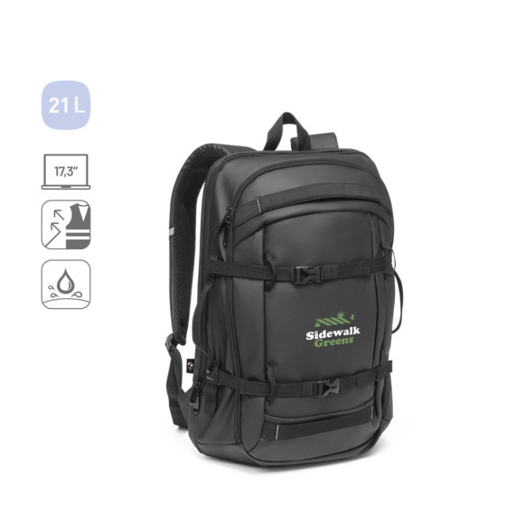 KAMPALA. Batoh na notebook z recyklovaného polyesteru s vysokou hustotou 900D, voděodolným povrchem a podšívkou z recyklovaného polyesteru 210D 17'3"