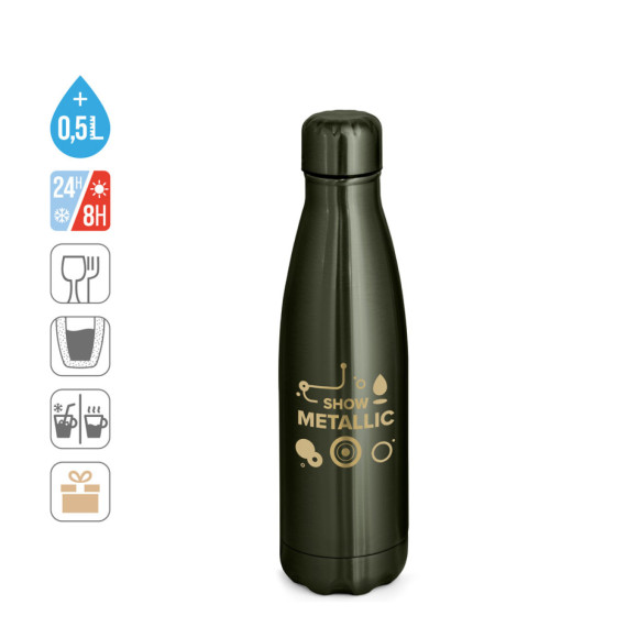 SHOW METALLIC. Láhev z nerezové oceli s matným kovovým povrchem 510 ml