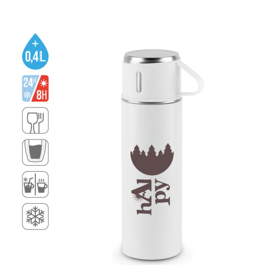 COMANECI. Dvouplášťová láhev z nerezové oceli (90% recyklace) s matným povrchem 490 ml