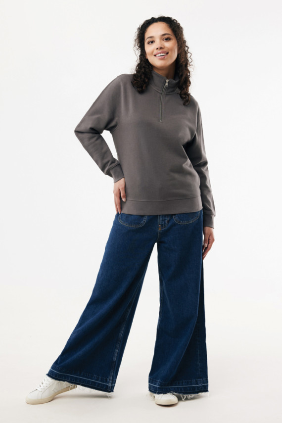 Svetr se čtvrtečním zipem IQONIQ Elgon z recykl. bavlny