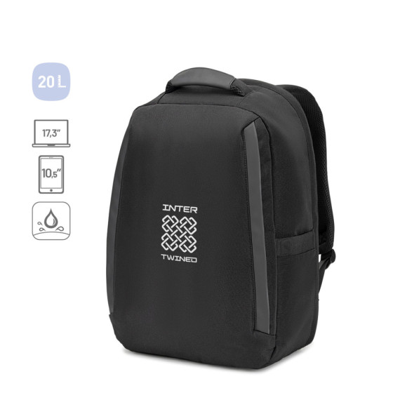 YANGON BPACK. Batoh proti krádeži, z kepru s vodoodpudivou úpravou a recyklovaného polyesteru 600D vysoké hustoty, na 17.3" notebook