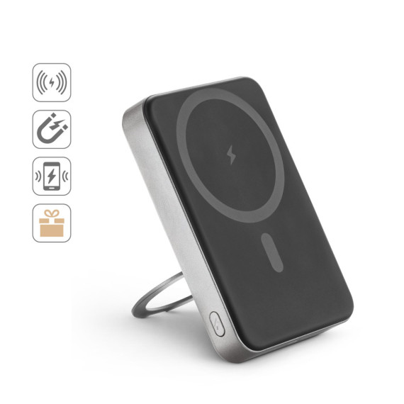 WARSHEL 10. Magnetická powerbanka 10 000 mAh s 15W superrychlou bezdrátovou nabíječkou z recyklovaného ABS (100% rABS) se stojánkem
