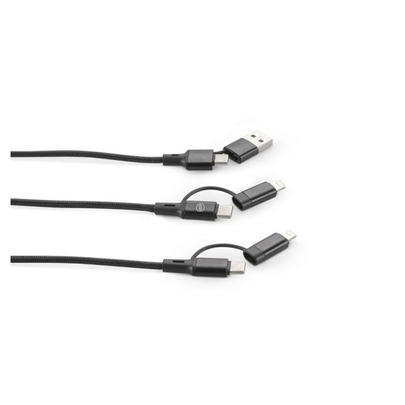 BERTOZZI. Superrychlý USB kabel 6 v 1 z recyklovaného hliníku (20 %) a recyklovaného PET (4 %)