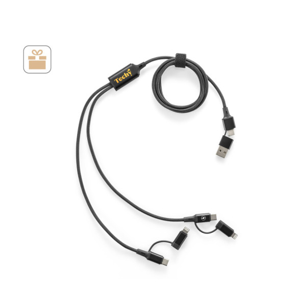 BERTOZZI. Superrychlý USB kabel 6 v 1 z recyklovaného hliníku (20 %) a recyklovaného PET (4 %)