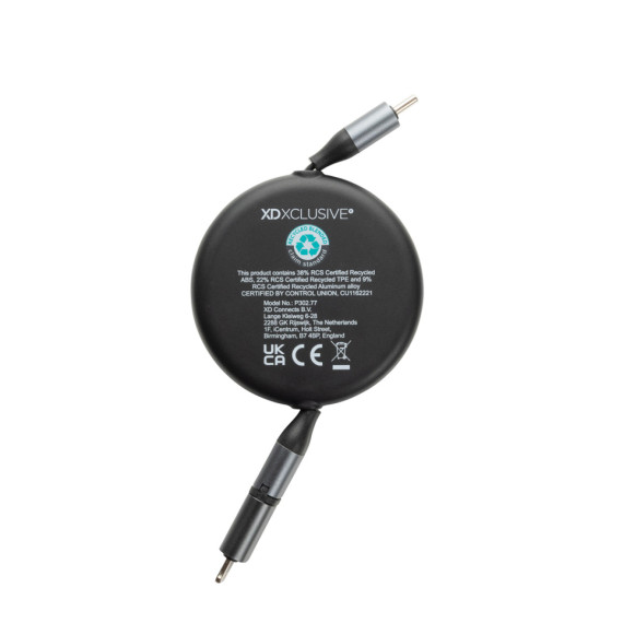 Recyklovaný hliníkový zatahovací 2v1 kabel 240W Terra z RCS