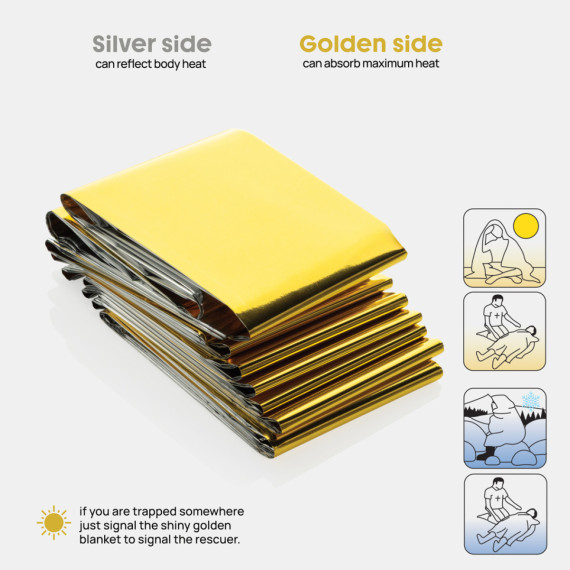 Záchranná deka Solra v sáčku z recykl. RPET materiálu