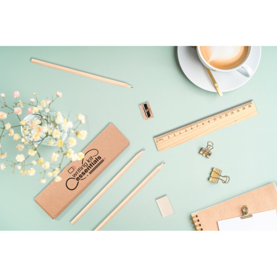 GEOFFREY. Všestranná sada na psaní skládající se z tužky, ořezávátka, gumy a pravítka