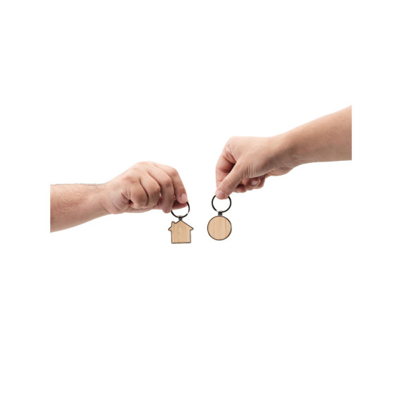GASTON HOUSE. Kovový přívěšek na klíče ve tvaru domu ze zinku a bambusu