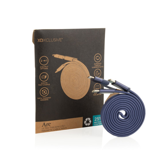 Ultra tenký magnetický nabíjecí kabel 60W 2 v 1