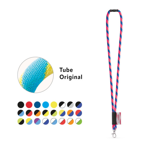 WISBECH. SET Lanyard TUBE Long (Ø 7 mm) s karabinou 9 mm a bezpečnostní sponou Ø 7 mm