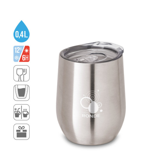 RONDE. Nerezový cestovní hrnek 400 ml